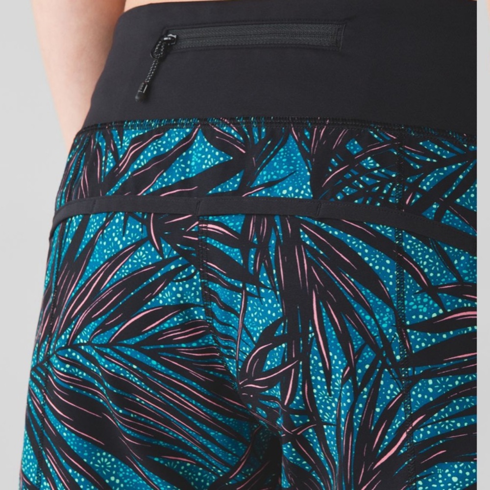 lululemon athletica Black & Teal Palm Print Shorts